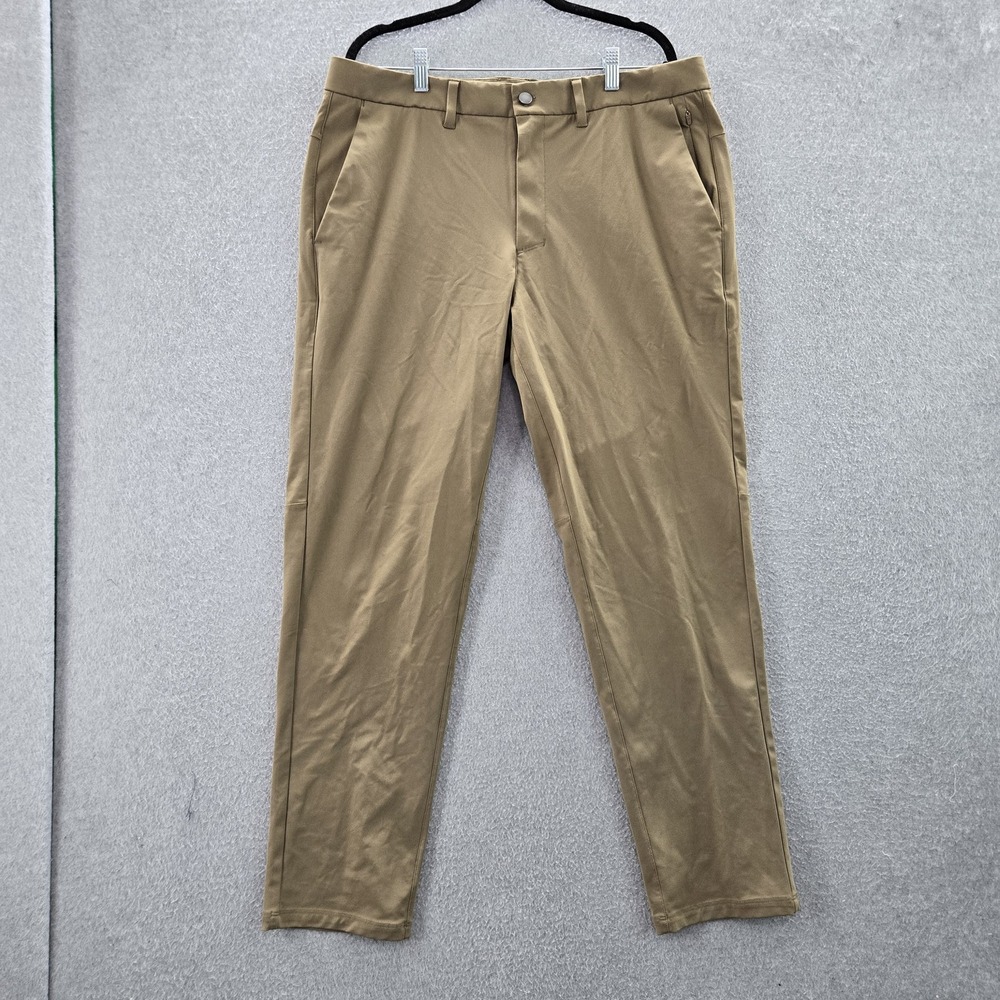 CRZ YOGA Men Pants 36W Brown Dress Pants Classic Button 30" Inseam